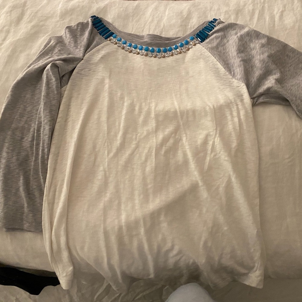 J. Crew Factory Jeweled Baseball Tee
